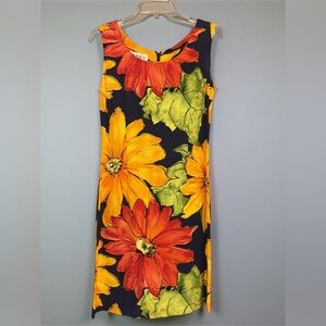 R&K Vibrant Floral Midi Dress in Orange and Green